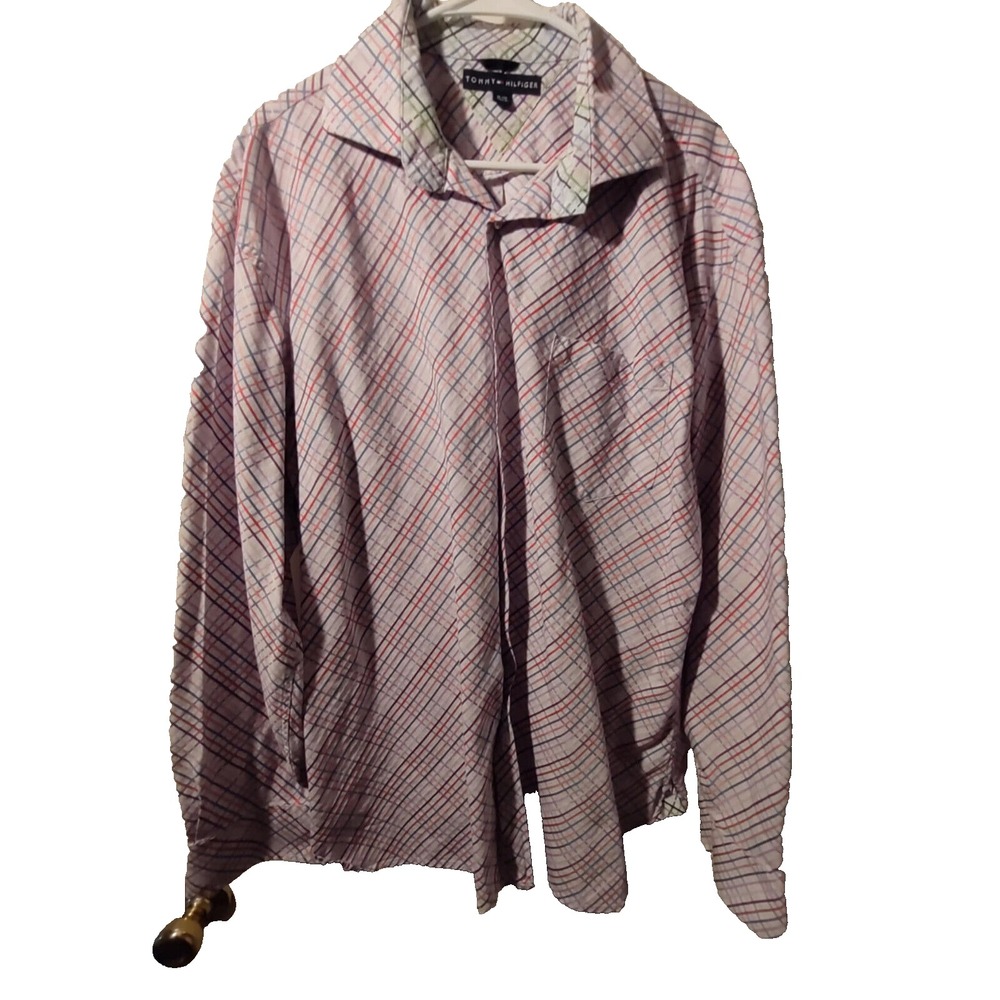 Tommy Hilfinger XXL Premium Linen Long Sleeve Multicolor Stripe Shirt ‎ D25